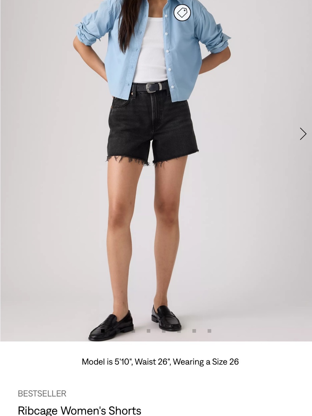 2. Levi’s Ribcage Black Denim Cutoff Shorts Size 27 $88